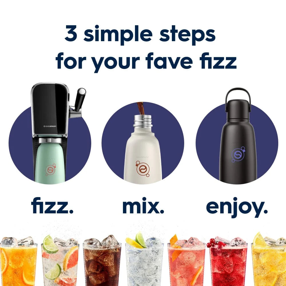 SodaStream Fizz & Go 900ml Insulated Stainless Steel Bottle-Sparkling Water/ Carbonated Drink Bottle Black 1062413610