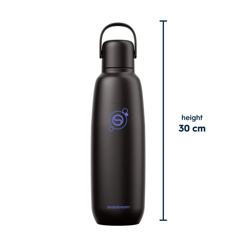 SodaStream Fizz & Go 900ml Insulated Stainless Steel Bottle-Sparkling Water/ Carbonated Drink Bottle Black 1062413610