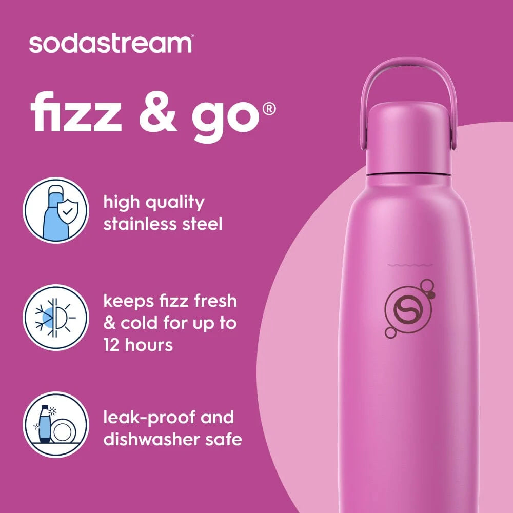 SodaStream Fizz & Go 900ml Insulated Stainless Steel Bottle-Sparkling Water/ Carbonated Drink Bottle Guava 1062419610