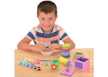 Galt Kids First Pottery Activity Kit Set- Air Drying Clay/ Ceramic Paints/ Fine Motor Skills Fun Entertainment GN3466