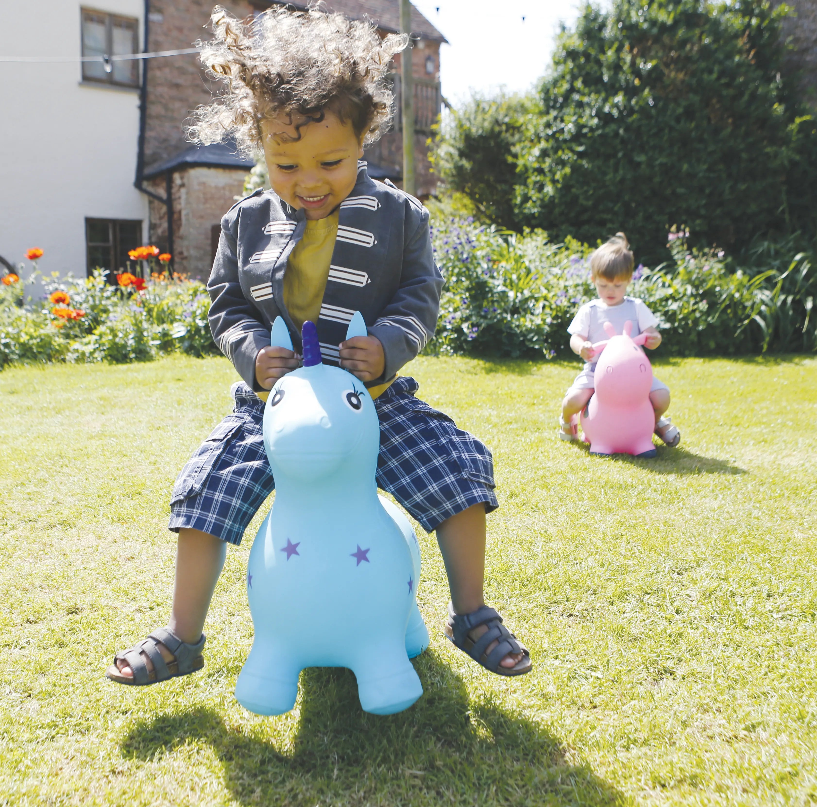 Happy Hopperz Turquoise Unicorn Kids Ride On Toy- Bouncy Ride/ Durable Indoor Outdoor Play HHZ27