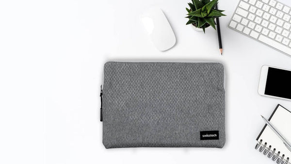 SwissTech 12-Inch 12" Laptop Sleeve Case Bag Plush- Slim Profile Lightweight Design Charcoal